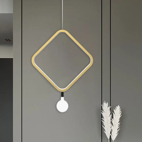 Minimal Led Hanging Lamp In Brass With Milk Glass Shade For Bedside Warm/White Light -