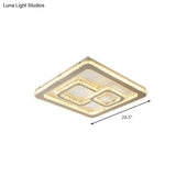 Minimal Squared Crystal Block Led Ceiling Lamp For Bedroom - Nickel Flushmount Light