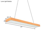 Minimal Wooden Led Pendant Lamp - 4’/8’/12’ Wide Beige Office Ceiling Hanging