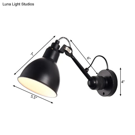 Minimalist 1-Head Wall Lamp With Metal Shade - Black/White Sconce Lighting For Living Room
