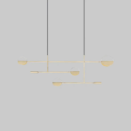 Minimalist 3-Arm Pendant Light With 4 Bulbs For Dining Room Island Gold