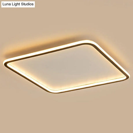 Minimalist Acrylic Black Led Flush Mount Fixture - Rectangular Frame