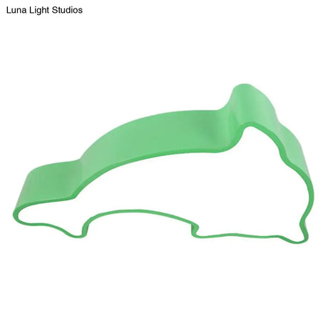 Minimalist Acrylic Kindergarten Led Flush Ceiling Light Fixture - Dolphin Green / Warm