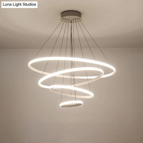 Minimalist Acrylic Living Room Led Pendant Chandelier - 3/4-Tier White/Coffee