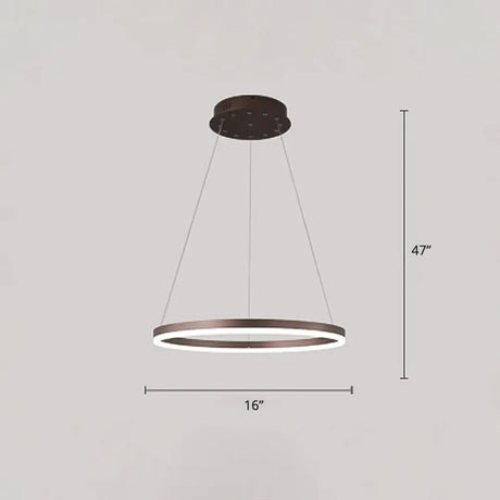 Minimalist Acrylic Loop Chandelier Led Suspension Light - Elegant Coffee Finish / 1 Tier 16’
