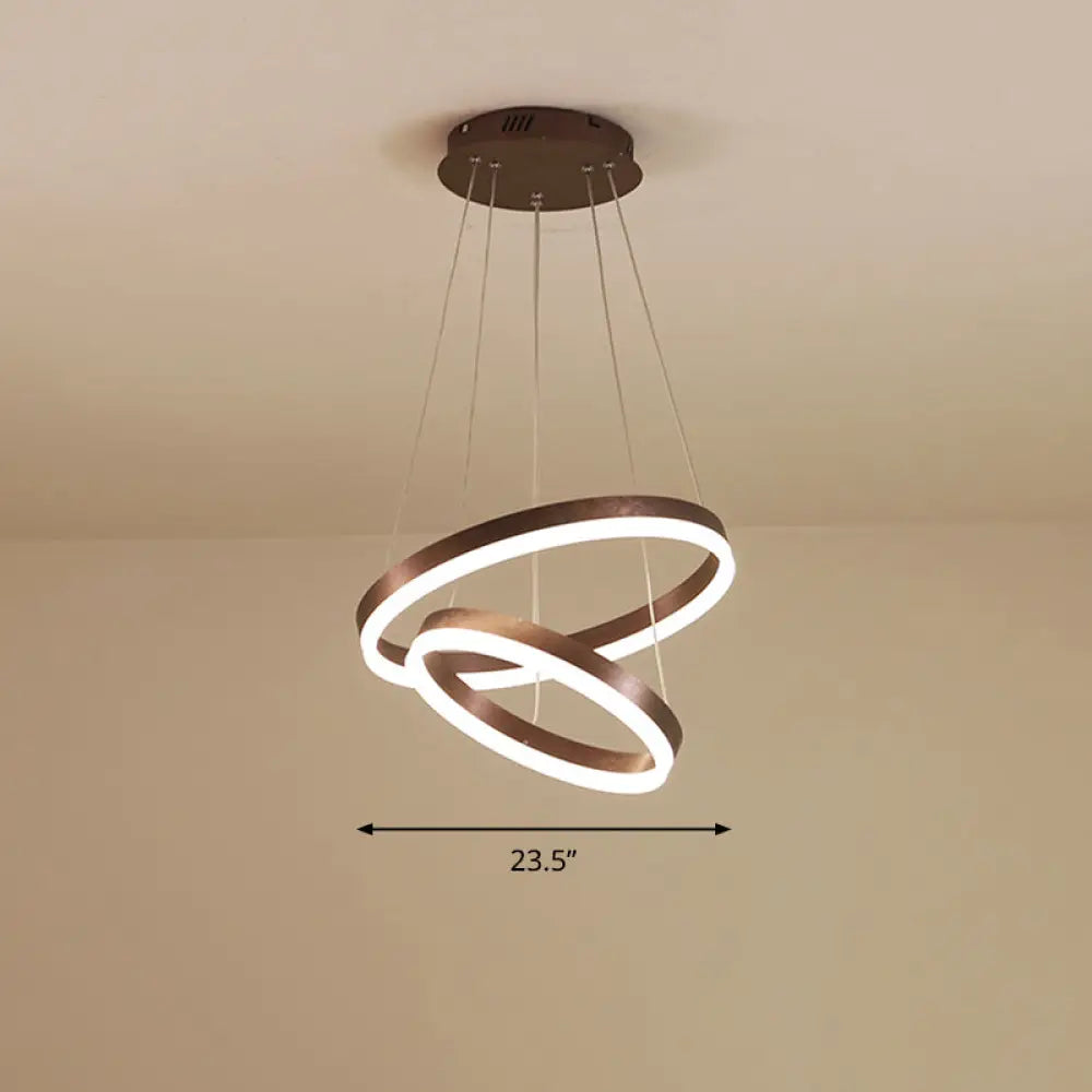 Minimalist Acrylic Loop Chandelier Led Suspension Light - Elegant Coffee Finish / 2 Tiers 23.5’
