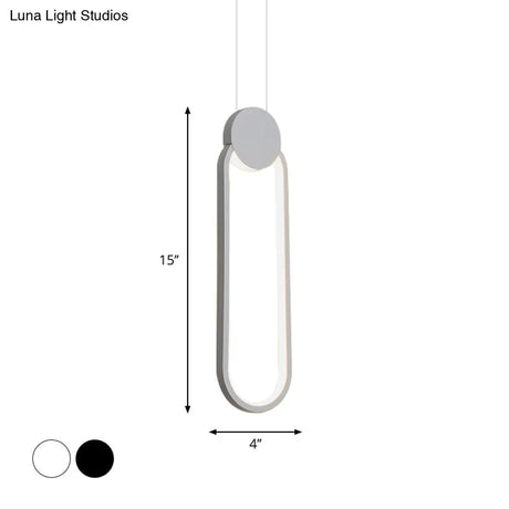 Minimalist Acrylic Pendant Light: Oval/Round/Square Shape Led Black/White