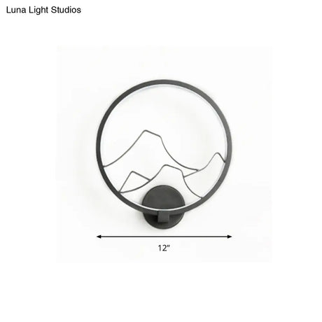 Minimalist Acrylic Ring Wall Lamp With Led White/Black Mountain Shade