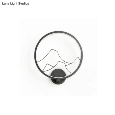 Minimalist Acrylic Ring Wall Lamp With Led White/Black Mountain Shade