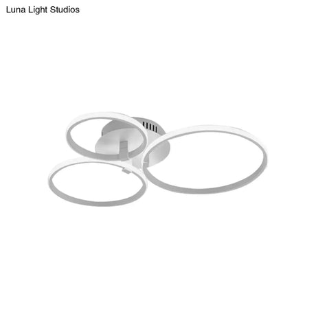 Minimalist Acrylic Semi Flush Ceiling Light For Living Room - Multi Ring Design 3/9/12 Lights White