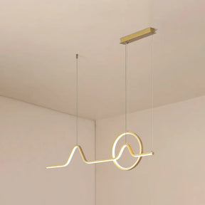 Minimalist Aluminum Led Dining Room Pendant Lamp Curve Art Island Lighting Gold / Warm