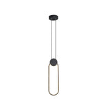 Minimalist Led Black Ellipse Pendant Light With Warm/White Illumination - Metallic Hanging Ceiling