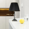 Minimalist Black Fabric Conical Nightstand Lamp With Crystal Deco - Bedroom Table Light
