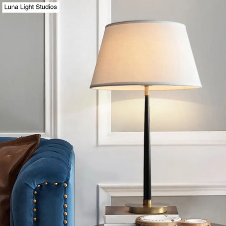 Minimalist Black Fabric Living Room Nightstand Lamp With Conical Shapeelevate Your Space