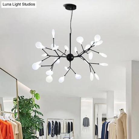 Minimalist Black Finish Led Firefly Hanging Lamp - Acrylic Pendant Chandelier Light