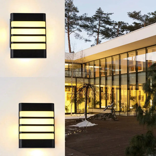 Minimalist Black Geometrical Acrylic Wall Sconce Light With Led For Courtyard / Warm D
