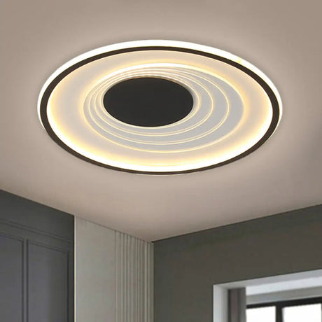 Minimalist Black/Gold Metal Flush Lamp - Led Ceiling Light In Warm/White 16’/19.5’ Width Black