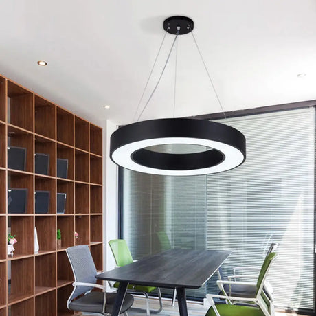 Minimalist Black Hoop Pendant Light With Led Acrylic Suspension - Available In 3 Sizes / 16’
