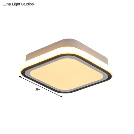 Minimalist Black Led Corridor Ceiling Flush Light With Versatile Metal Shade In White/3 Color