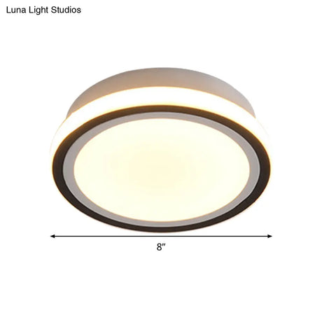 Minimalist Black Led Corridor Ceiling Flush Light With Versatile Metal Shade In White/3 Color
