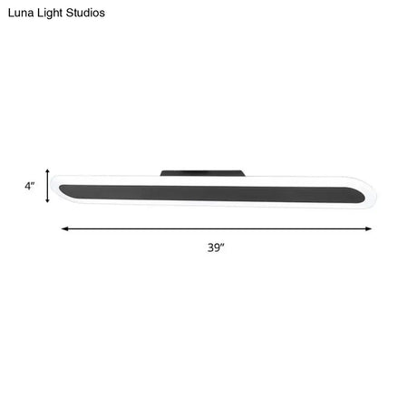 Minimalist Black Led Flush Ceiling Light - Wide Oblong Shape Multiple Size Options Corridor Mounted