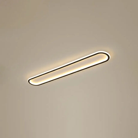 Minimalist Black Led Flush Mount Ceiling Light For Corridor With Acrylic Oblong Shape / 16’