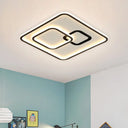 Minimalist Black Led Flush Mount Light | Acrylic Ceiling Lighting Fixture 16’/19.5’ Width / 16’