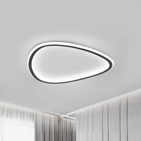 Minimalist Black Led Teardrop Metal Ceiling Light - Warm/White/3 Color Options 15’/19’ Width /