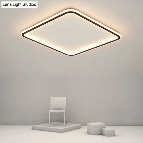 Minimalist Black Metal Flush Mount Ceiling Lamp With Square Ultrathin Led - Perfect For Bedrooms