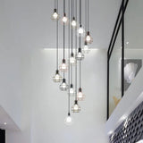 Minimalist Black Metal Grenade Cage Pendant Light For Staircase With Multiple Lights 15 /