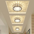 Minimalist Black Metal Round Led Ceiling Spotlight With Crystal Inserts - Flush Mount Lighting /