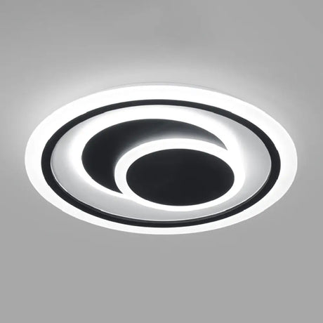 Minimalist Black Surface Mounted Led Ceiling Light For Bedroom - Disk Shape / 20.5’
