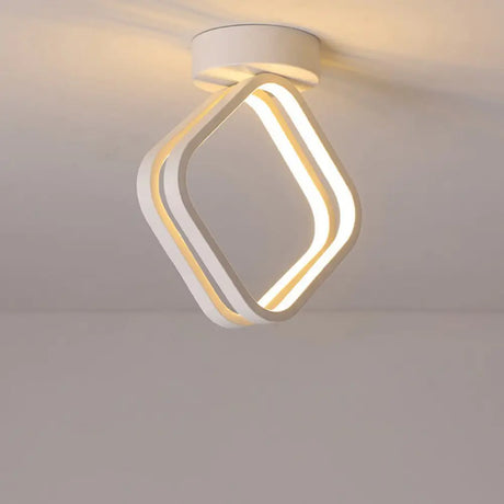 Minimalist Black/White Led Ceiling Light - Acrylic Rhombus Flush Mount Lighting With Warm/White/3