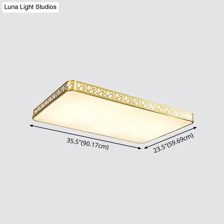 Minimalist Brass Ceiling Light With Geometric Design And Led Flushmount