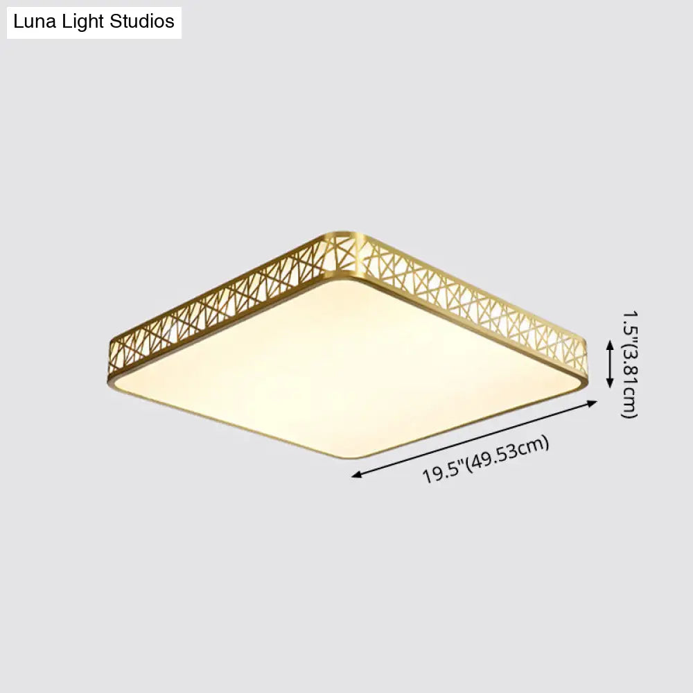 Minimalist Brass Ceiling Light With Geometric Design And Led Flushmount
