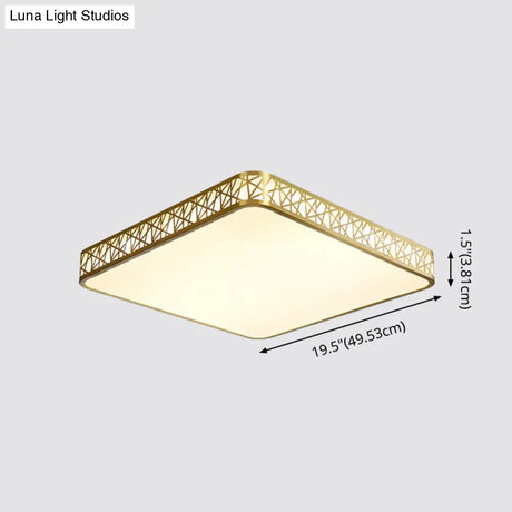 Minimalist Brass Ceiling Light With Geometric Design And Led Flushmount