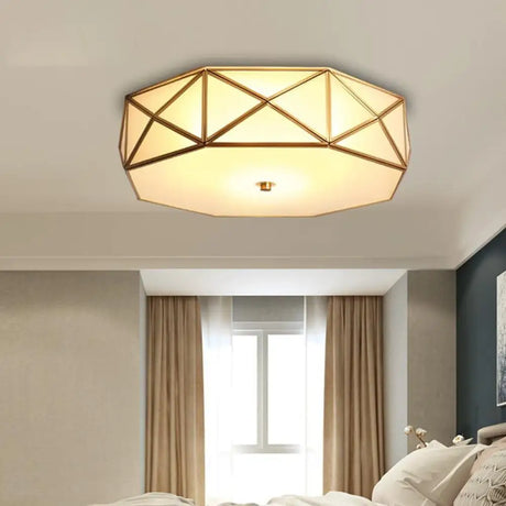 Minimalist Brass Octagon Flush Mount Ceiling Lamp - 3/4/6 Lights For Bedroom Sizes: