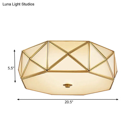 Minimalist Brass Octagon Flush Mount Ceiling Lamp - 3/4/6 Lights For Bedroom Sizes: