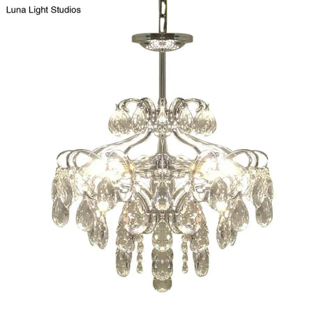 Minimalist Chrome Crystal Pendant Chandelier With 6 Prismatic Optical Crystals