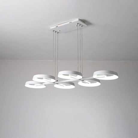 Minimalist Circular Metal Pendant Chandelier - White 3/6 Hanging Lights for Dining Room 6 / White