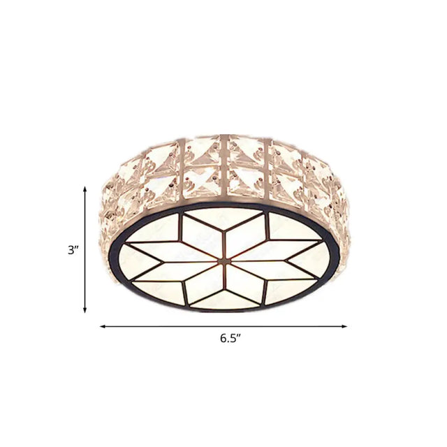 Minimalist Clear Crystal Ceiling Light With Led Flush Mount Spotlight Petal Pattern Warm/White