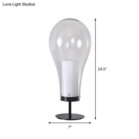 Minimalist Clear Glass Table Lamp - Compact Bulb-Shape Desk Light For Bedroom