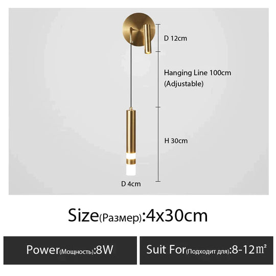 Minimalist Creative Luxury Bedroom Bedside Wall Lamp With Spotlight Wall Lamp