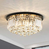 Minimalist Crystal Ball Ceiling Mounted Fixture - Black Cylinder Flush Mount With 4 Lights