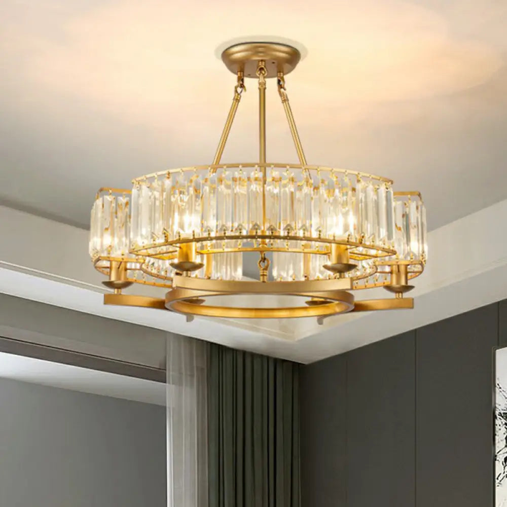 Gold and crystal chandelier for a modern foyer