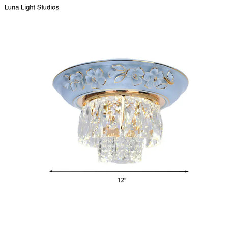 Minimalist Crystal Block Led Ceiling Fixture - Beige/Blue 12’/14’/18’ Wide
