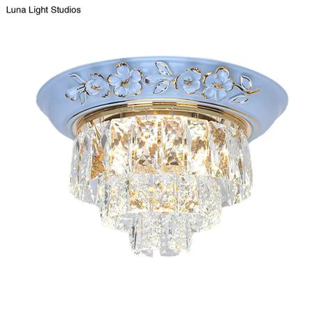 Minimalist Crystal Block Led Ceiling Fixture - Beige/Blue 12’/14’/18’ Wide