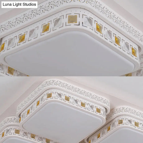 Minimalist Crystal Block Led Ceiling Light - Rectangular Flush Mount In Warm/White/3 Color