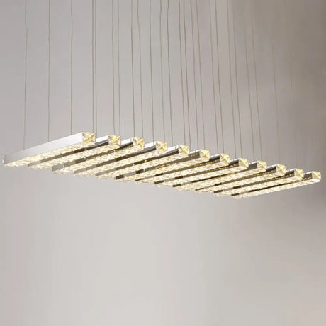Minimalist Crystal Dining Room Chandelier Pendant Light - Stainless-Steel Led Hanging Fixture 12 /
