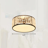 Minimalist Crystal Drum Ceiling Lamp - Bedroom Flush Mount Light Black / 16.5’